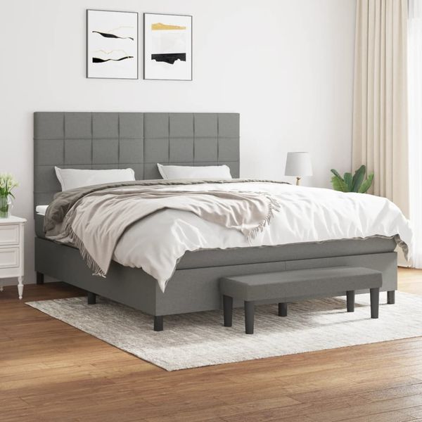 vidaXL Boxspring posteľ s matracom tmavosivá 180x200 cm látka
