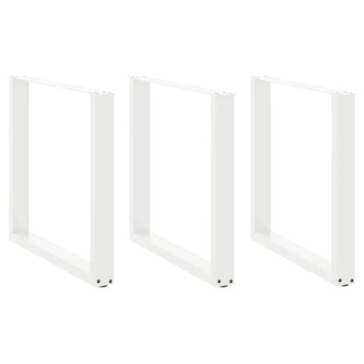vidaXL Nohy k jedálenskému stolu v tvare U, 3 ks, biele, 80 x (72-73) cm, oceľové