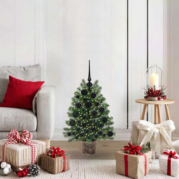 vidaXL Umelý vianočný stromček s 150 LED-i Zelená 75 cm PE a PVC
