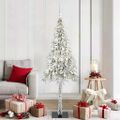 vidaXL Vianočný stromček s 300 LED-i Biela 180 cm PE a oceľ
