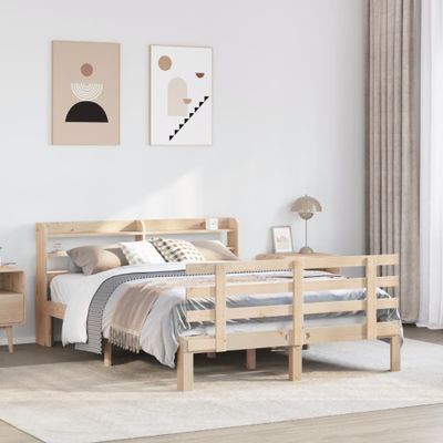 vidaXL Posteľný rám s čelom 150x200 cm borovicový masív