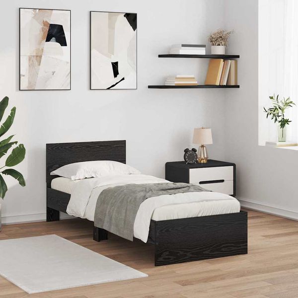 vidaXL Rám postele Čierny dub 75 x 190 cm Kompozitné drevo
