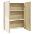 vidaXL Kúpeľňová zrkadlová skrinka 60x15x75 cm MDF biela a dubová