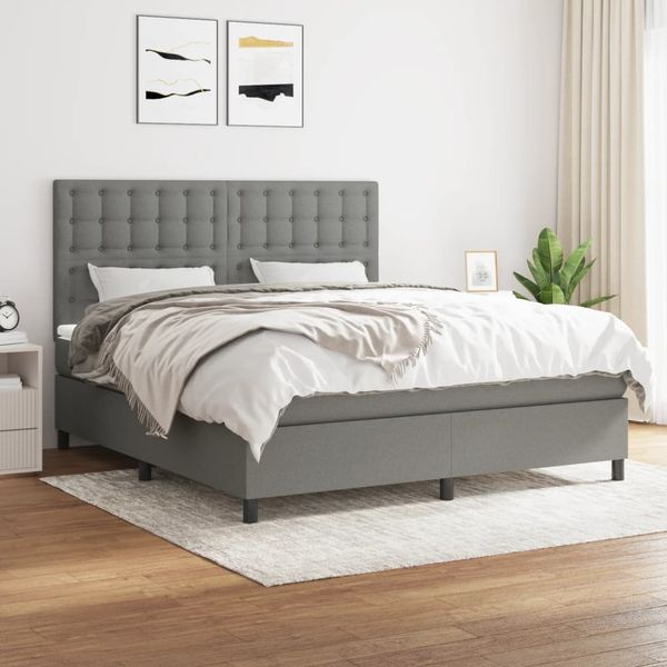 vidaXL Boxspring posteľ s matracom tmavosivá 180x200 cm látka