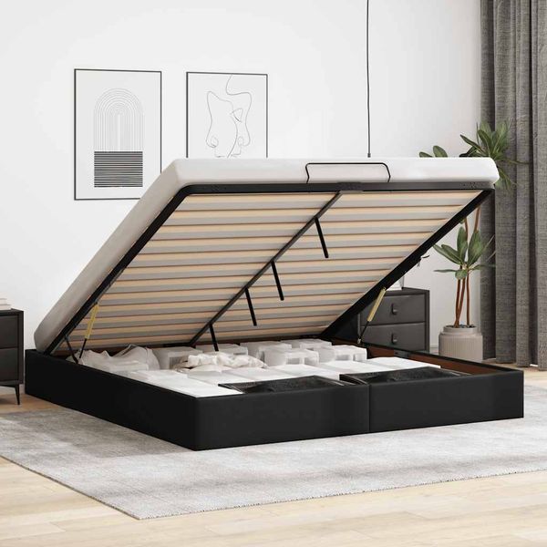 vidaXL Osmanský rám postele bez matraca čierna 200x200 cm umelá koža