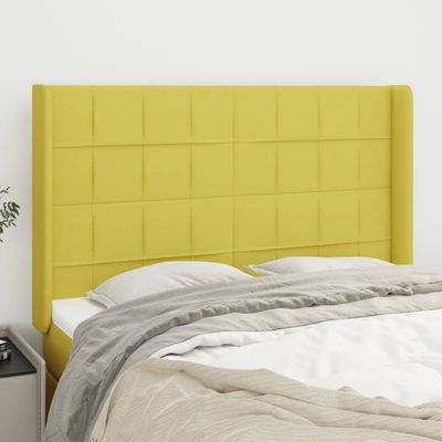 vidaXL Čelo postele so záhybmi zelený 147x16x118/128 cm látka