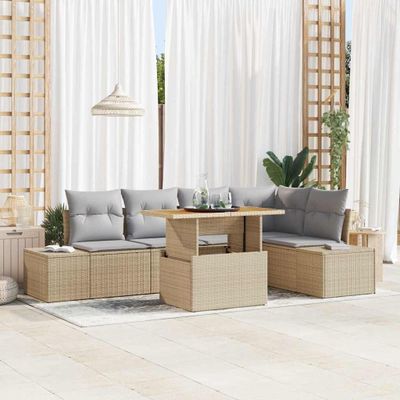vidaXL Súprava záhradných pohoviek 6 ks Béžová polyratan