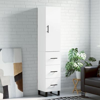 vidaXL Vysoká skrinka biela 34,5x34x180 cm spracované drevo