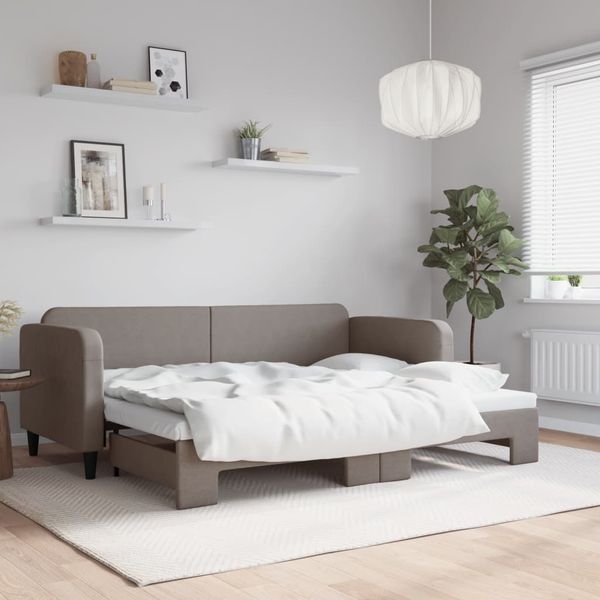 vidaXL Denná posteľ s rozkladacou posteľou sivohnedá 80x200 cm látka