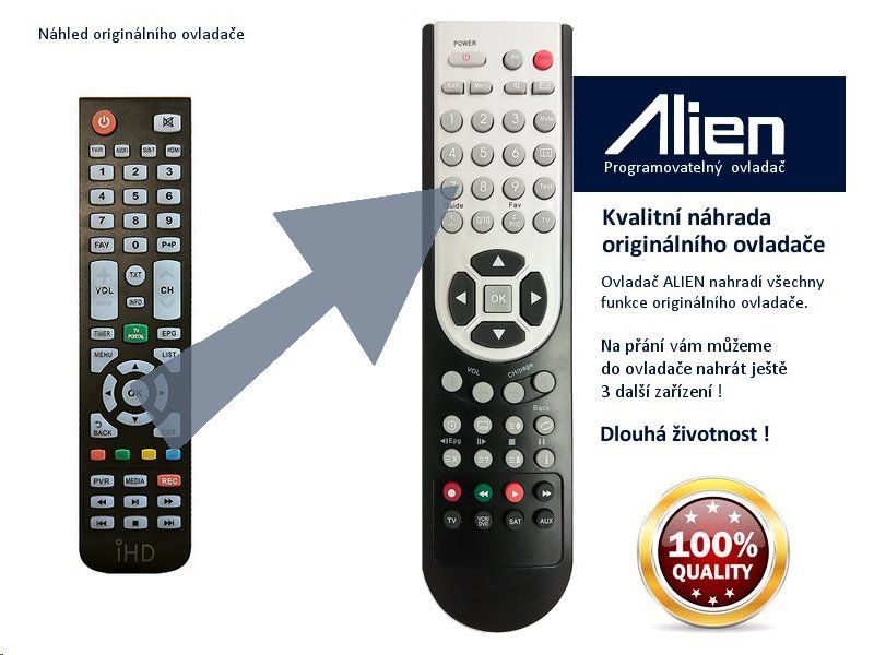 Dálkový ovladač ALIEN STB ALMA iHD náhrada