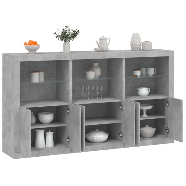 vidaXL Komoda s LED svetlami betónovo-sivá 181,5x37x100 cm