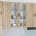 vidaXL Nástenný sklenený kabinet LUCCA Dub sonoma 80 x 31 x 100 cm