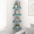 vidaXL Nástenné rohové police 4 ks modré 25x25x3,8 cm MDF