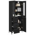 vidaXL Highboard Čierny dub 69,5 x 34 x 180 cm Kompozitné drevo