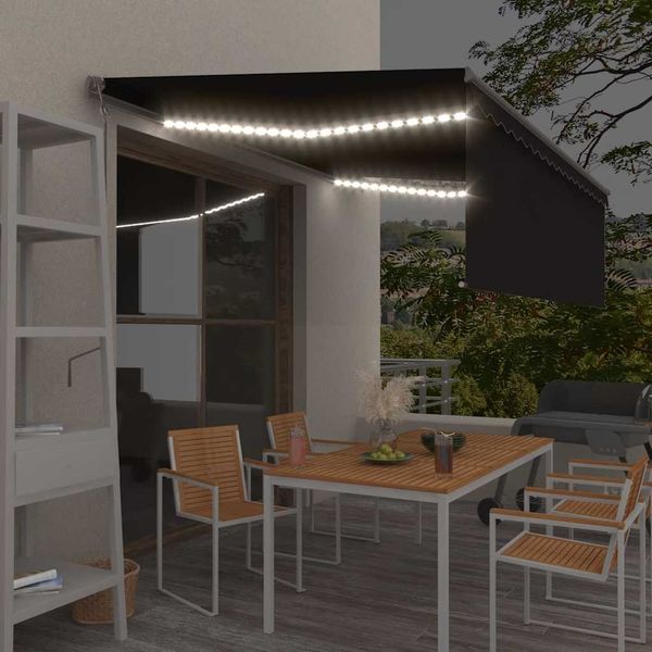 vidaXL Automatická markíza tienidlo&LED&senzor vetra antracitová