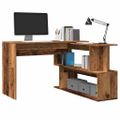 vidaXL Rohový písací stôl Old Wood 200,5x50x76 cm Engineered Wood