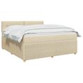 vidaXL Posteľ boxspring s matracom Krémová 180 x 200 cm Látka