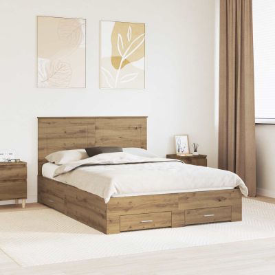 vidaXL Rám postele Remeselný dub 140 x 190 cm Kompozitné drevo