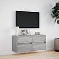 vidaXL TV nástenná skrinka s LED svetlami sivá sonoma 100x31x45 cm