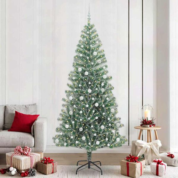 vidaXL Umelý vianočný stromček, snehom obalený, s LED svetlom 240 cm