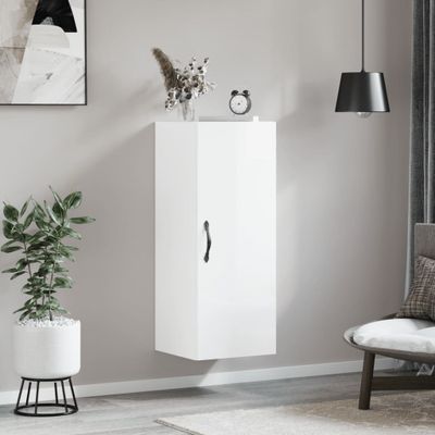 vidaXL Nástenná skrinka lesklá biela 34,5x34x90 cm kompozitné drevo