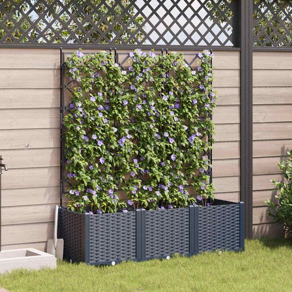 vidaXL Záhradný kvetináč 3 pcs Biely 120 x 40 x 143 cm Plast