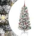 vidaXL Umelý Sklápací Vianočný Stromček 150 LED Zelená a biela 150 cm