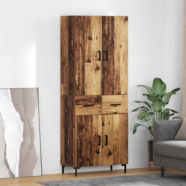 vidaXL Highboard Staré drevo 69,5 x 34 x 180 cm Kompozitné drevo