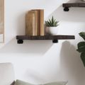 vidaXL Nástenná polica tmavohnedá 40x30x(2-4) cm ošetrený dubový masív