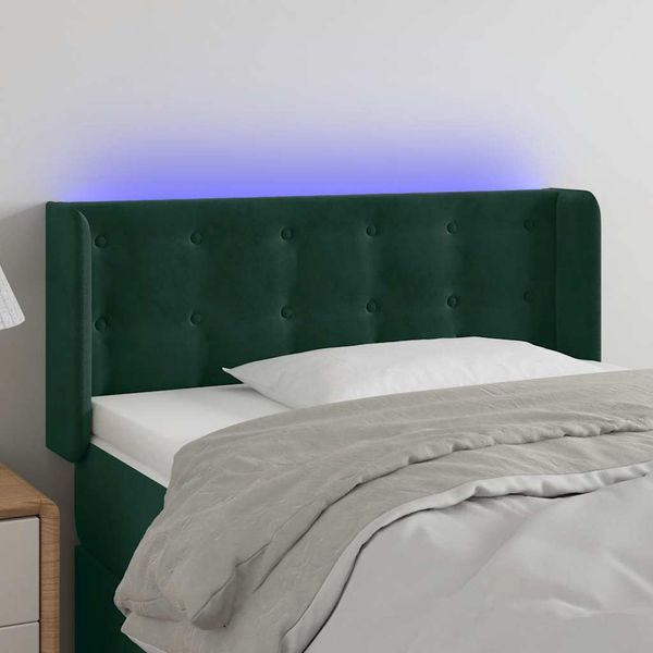vidaXL Čelo postele s LED tmavozelené 103x16x78/88 cm zamat