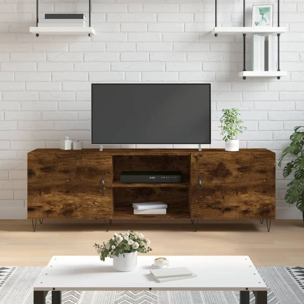 vidaXL TV skrinka dymový dub 150x30x50 cm kompozitné drevo