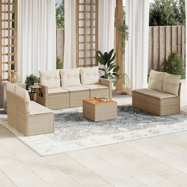vidaXL 8-dielna záhradná súprava pohoviek s vankúšmi béžová polyratan