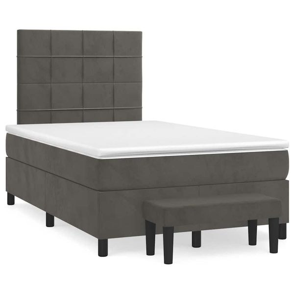 vidaXL Boxspring posteľ s matracom, tmavosivá 120x190 cm, zamat