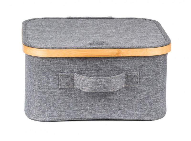 Úložný box G21 30 x 30 x 15 cm, bambusový s vekom, sivý