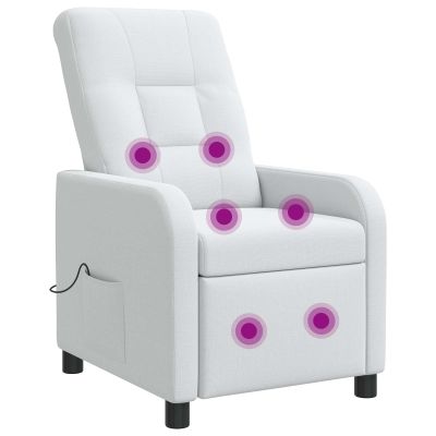 vidaXL Masážne relaxačné kreslo Biela Látka