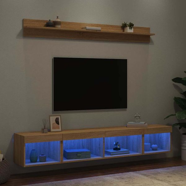 vidaXL 5-dielne TV nástenné skrinky s LED dub sonoma kompozitné drevo