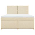 vidaXL Posteľný rám boxspring s matracom krémový 180x200 cm látka