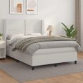 vidaXL Boxspring posteľ s matracom biela 140x200 cm umelá koža
