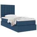 vidaXL Postel s úložným prostorem a matrací Modrá 90 x 200 cm látka