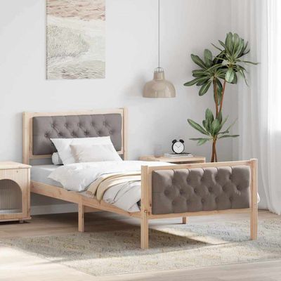 vidaXL Rám postele Sivohnedá 90 x 190 cm Masívne borovicové drevo