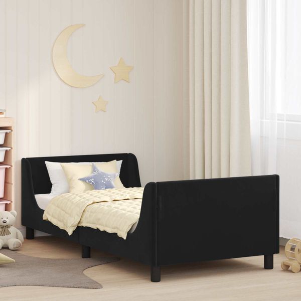 vidaXL Detský rám na posteľ s čelom Čierna 90 x 200 cm Zamat