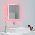 vidaXL Kúpeľňové zrkadlo s LED, lesklé biele 40x8,5x37cm, akryl