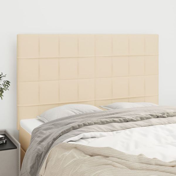 vidaXL Čelo postele krémové 144x5x118/128 cm látkové