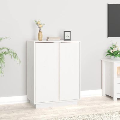 vidaXL Komoda biela 60x35x80 cm borovicový masív