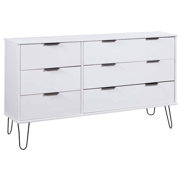 vidaXL Skrinka so zásuvkami, biela 119,3x39,5x73,6 cm, borovicový masív