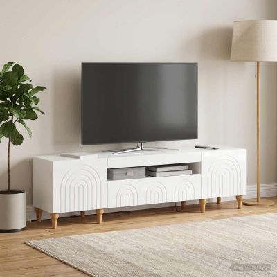 vidaXL LED TV kabinet Biela s vysokým leskom Kompozitné drevo