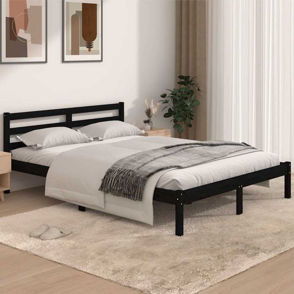 vidaXL Posteľný rám borovicový masív 140x190 cm čierny