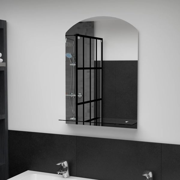 vidaXL Nástenné zrkadlo s poličkou 50x70 cm, tvrdené sklo