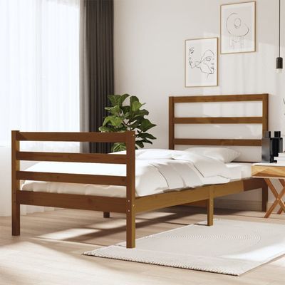 vidaXL Posteľný rám, medový, borovica 75x190 cm, malé jednolôžko