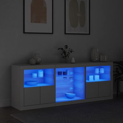 vidaXL Komoda s LED svetlami biela 181,5x37x67 cm